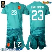 Maglie da calcio Spagna Unai Simon #23 Portiere Seconda Maglia Bambino Mondiali 2026  Manica Corta + Pantaloni corti)
